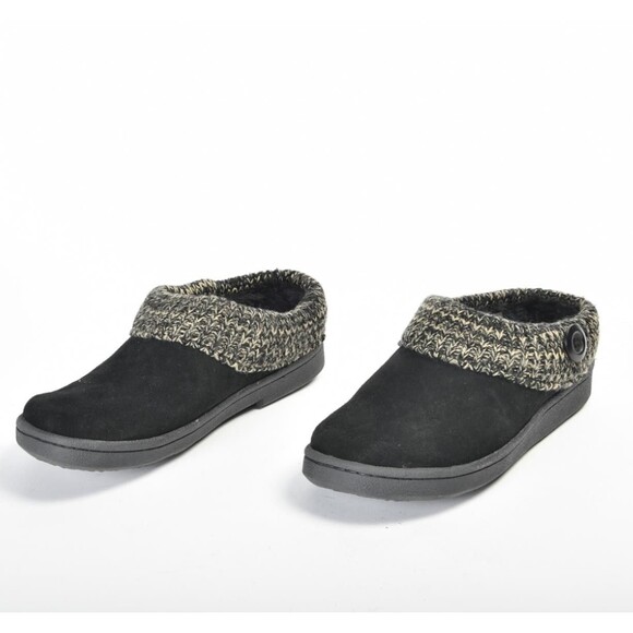 Clarks Black Suede Slide / House / Slipper Shoe w/ Rubber Sole Size 7 - Picture 2 of 5